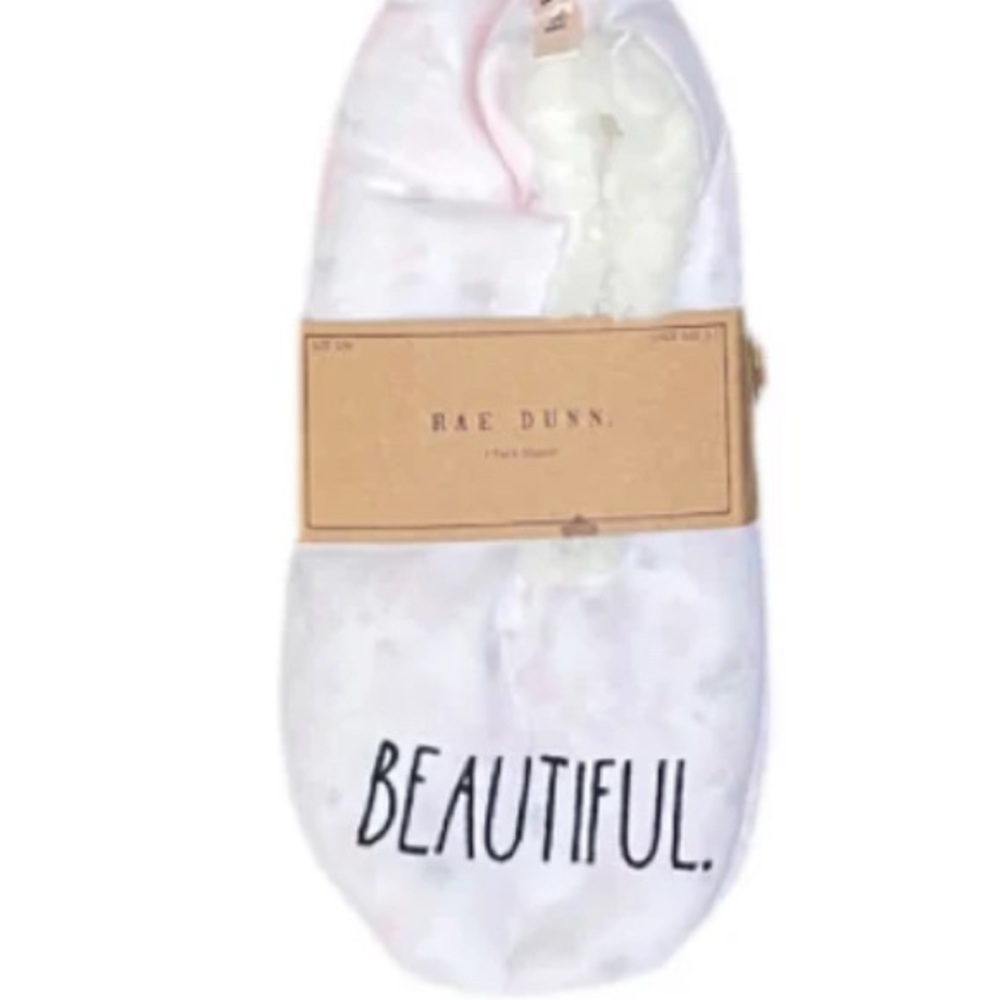 Rae Dunn slippers Pink and White